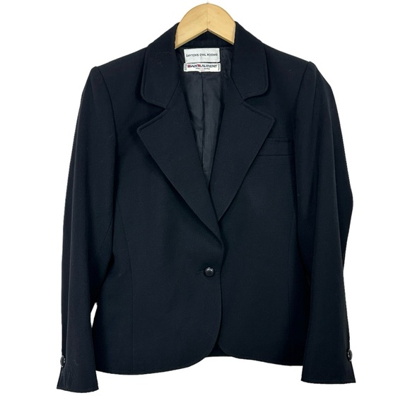 VTG SAINT LAURENT‎ YSL Black Blazer Jacket Dayton’s Oval Room Women’s 38/ 6 US - Picture 1 of 3
